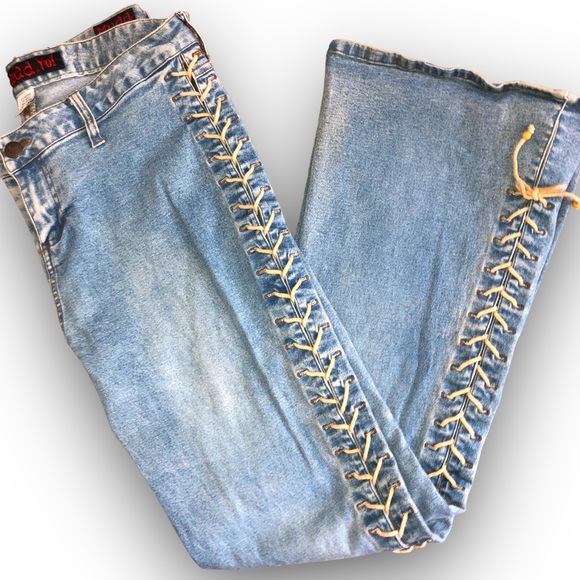 Mudd Jeans Vintage 9s Y2k Mudd Yo Jeans Flare Low Rise Lace Up